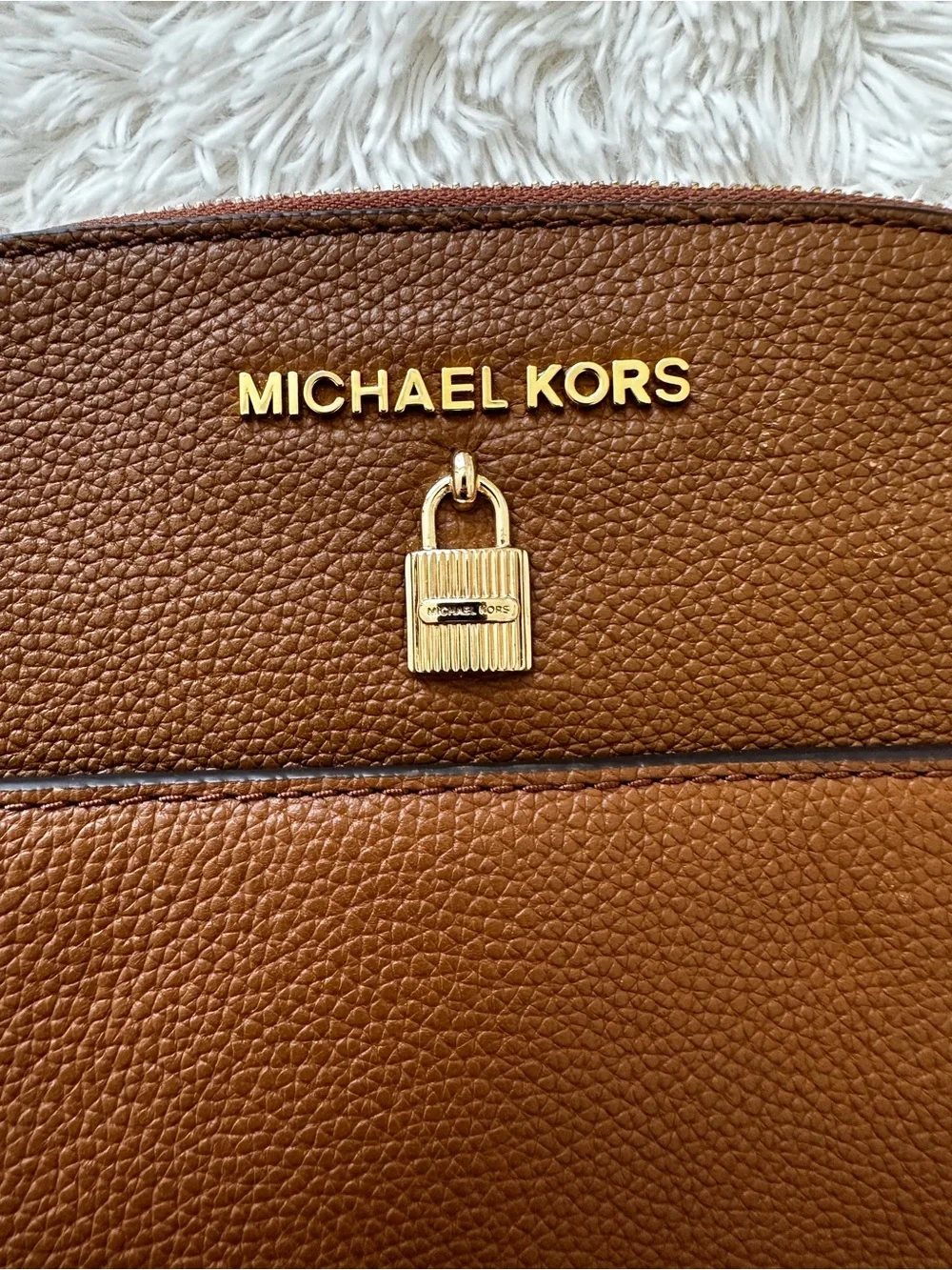 Michael Kors Adele Brown Pebbled Leather Backpack Gold Hardware - Picture 15 of 16